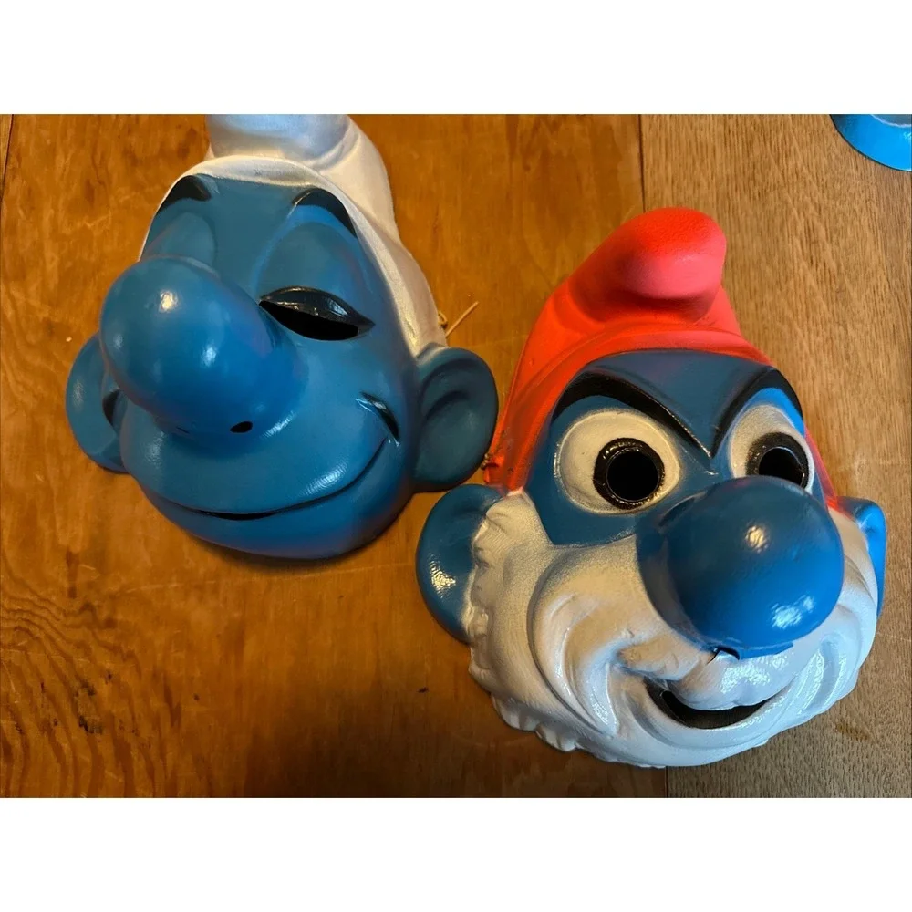Lot Of 2 Vintage 1970's French Cesar Smurf Masks 
